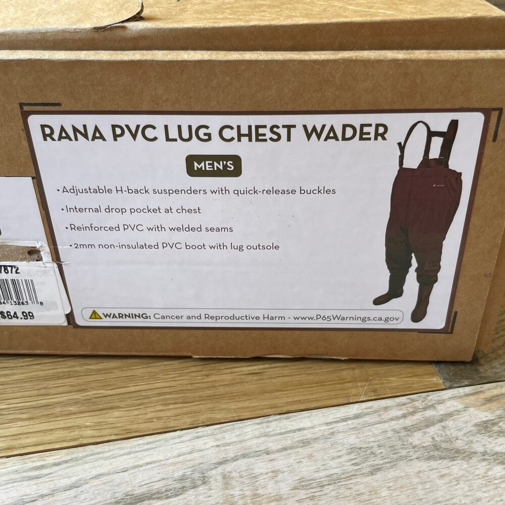 Frogg Toggs Rana PVC Lug Chest Waders Brown Size 8 New in Box